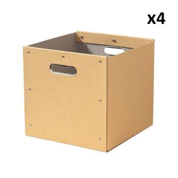 Juego De 4 Cubos De Almacenamiento Kraft - - L 28 X A 28 X H 27 Cm - Beige