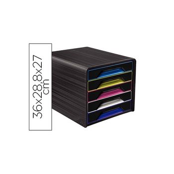 Compra Organizador archivo 2000 para infusiones y capsulas de cafe 6  compartimentos color negro 130x260x200mm