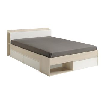 Cama Clásica Debar 3 Cajones 220x170x79 Cm Color Color Natural Claro, Blanco Vente-unique