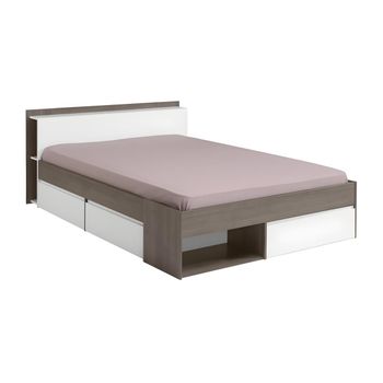 Cama Clásica Debar 3 Cajones 220x150x79 Cm Color Topo, Blanco Vente-unique