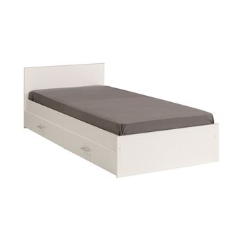 Cama Blanca Con Almacenaje 2 Puertas Correderas - 90 X 200 - L 98  X A 203  X H 66.9  Cm