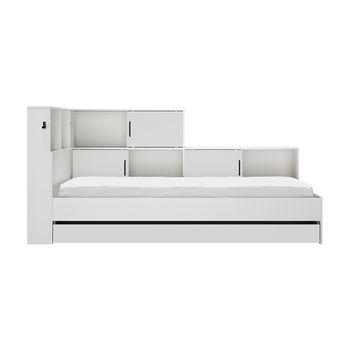 Cama nido TITOUAN con 3 cajones - 90 x 190 cm - MDF y Pino - Blanco -  Vente-unique