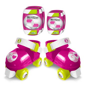 Patines Y Protecciones Niños Skids Control Talla 23-27 Rosa