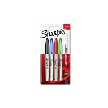 Sharpie Marcador Permanente Fine 09mm Surtidos Negroazul Rojo Verde Punta Redonda Blister -4u-