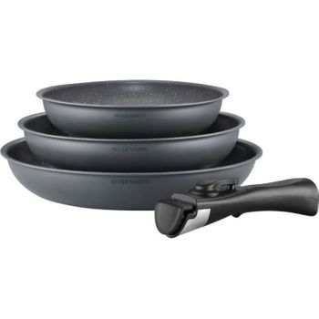 Batería De Cocina Juego De 3 Sartenes - Gris Mate 20-24-28 Cm