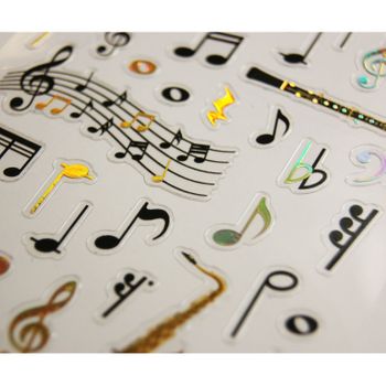 Pegatinas - Notas Musicales - Negro Y Dorado - 1,8 Cm