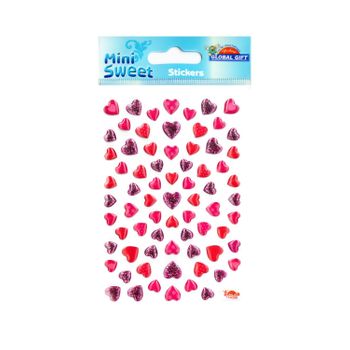 Pegatinas - Corazones Rosas De Purpurina - Epoxi - 2,2 Cm