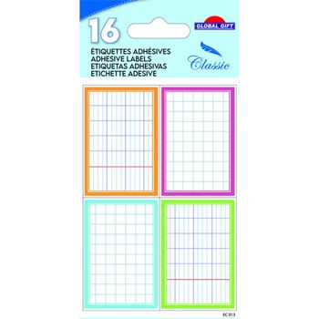 16 Etiquetas Escolares - Rectángulos Para Cuadernos - Colores Pastel