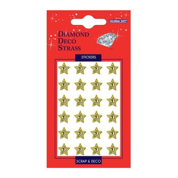 Pegatinas Rhinestones Diamante - Estrellas Doradas - Purpurina