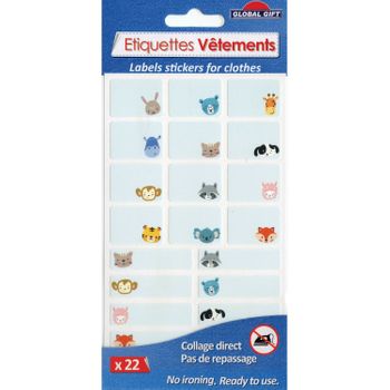 22 Etiquetas Textiles - Animales Pequeños - No Planchables - 2 Tamaños