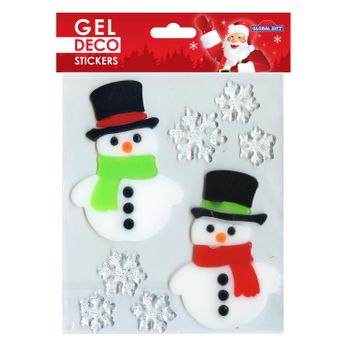 Pegatinas De Gel Para Ventanas De Navidad - Dúo De Muñecos De Nieve