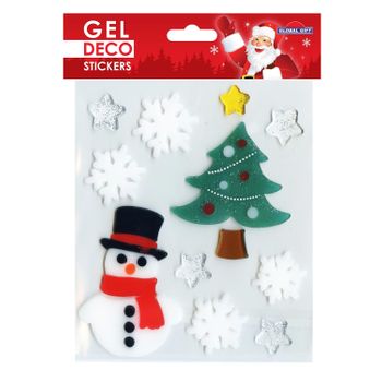 Pegatinas De Gel De Navidad Para Ventanas - Muñeco De Nieve Y Abeto