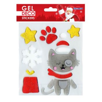 Pegatinas Para Ventanas De Gel De Navidad Gato De Navidad