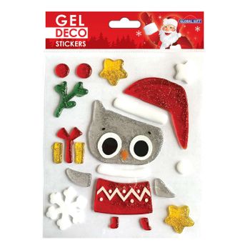 Pegatinas De Gel Para Ventanas De Navidad Búho De Navidad