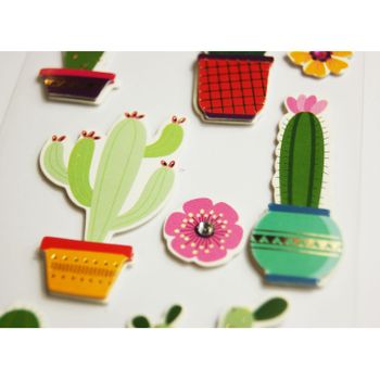 Pegatinas Doradas En Relieve - Cactus