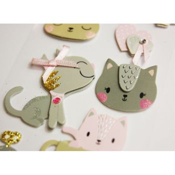 Pegatinas En Relieve Con Purpurina - Gatitos Y Texturas