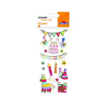 Pegatinas En Relieve Con Purpurina - Cumpleaños - Piñata