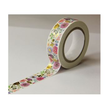 Cinta Adhesiva - Tema Floral - Reposicionable - 15 Mm X 10 M