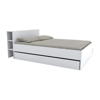 Base De Cama Eugene 2 Cajones 215.5x144x80 Cm Color Blanco Vente-unique