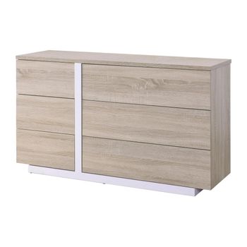 Cómoda Baja Napoli 6 Cajones 120x38.8x69.9 Cm Color Color Natural Claro, Blanco Vente-unique