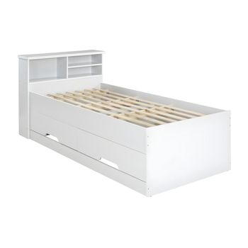 Cama Combinado Con Escritorio Y 2 Cajones - 90x200 Cm - Milky - L 133,7 X A  203 X H 90 Cm con Ofertas en Carrefour