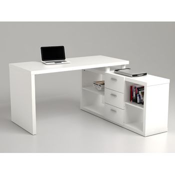 Escritorio profesional 1 persona- Blanco - Ancho 140 cm - DOWNTOWN -  Vente-unique