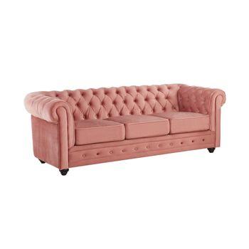 Sofá Fijo Chesterfield  205x88x72 Cm Color Rosa Palo Venta-unica