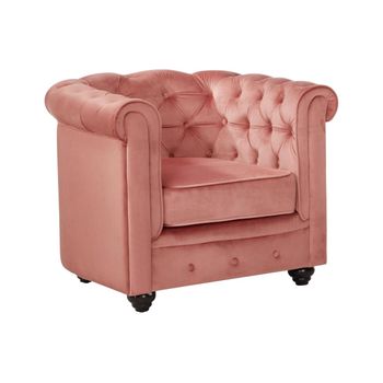 Sillón Clásico Chesterfield  85x78x72 Cm Color Rosa Palo Vente-unique