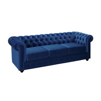 Sofá Fijo Chesterfield  205x88x72 Cm Color Azul Eléctrico Venta-unica