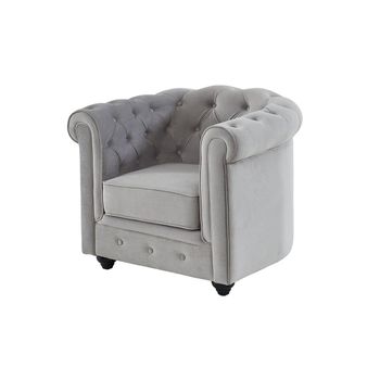 Sillón Clásico Chesterfield  82x78x72 Cm Color Gris Claro Venta-unica