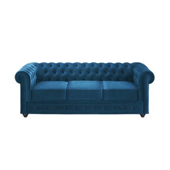 Sofá Fijo Chesterfield  205x88x72 Cm Color Azul Verdoso Venta-unica