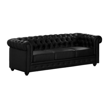 Sofá Fijo Chesterfield  205x88x72 Cm Color Negro Vente-unique