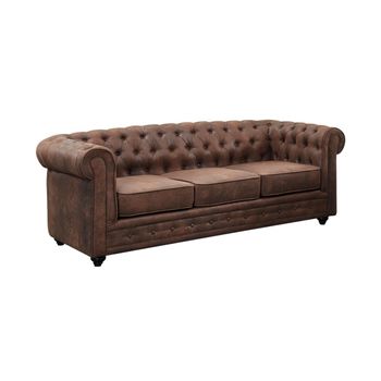 Sofá Fijo Chesterfield  205x88x72 Cm Color Marrón Venta-unica