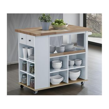 Carrito De Cocina Hannae 2 Cajones 108x60x89.5 Cm Color Blanco Vente-unique