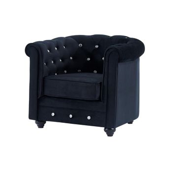 Sillón Clásico Chesterfield  82x78x72 Cm Color Negro Venta-unica