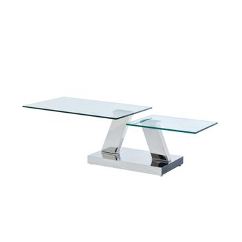 Mesa De Centro Modular Oyrus  155x60x43 Cm Color Transparente, Plateado Venta-unica