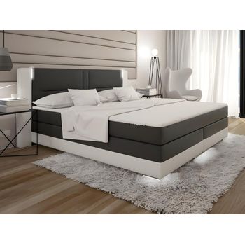 Cama Continental Boxspring Asti  200x210x100 Cm Color Gris, Blanco Vente-unique