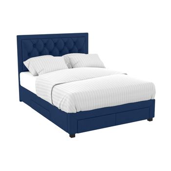 Base De Cama Leopold 4 Cajones 216.5x165x122.2 Cm Color Azul Oscuro Vente-unique