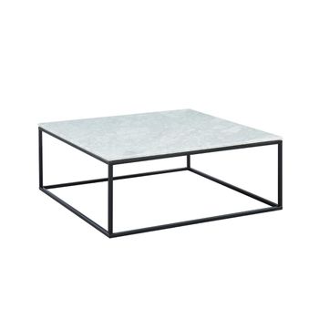 Mesa De Centro Fija Aretha  90x90x35 Cm Color Negro, Blanco Venta-unica