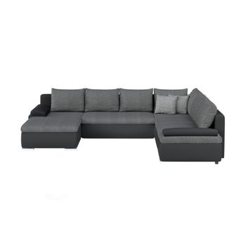 Sofá Cama Dakota  322x250x85 Cm Color Negro, Gris Venta-unica