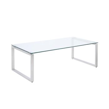 Mesa De Centro Fija Freya  120x60x41 Cm Color Transparente, Plateado Venta-unica