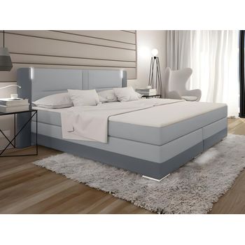 Cama Continental Boxspring Asti  200x210x100 Cm Color Gris Claro, Gris Vente-unique