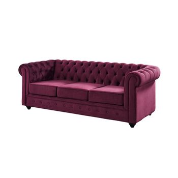 Sofá Fijo Chesterfield  205x88x72 Cm Color Granate Venta-unica