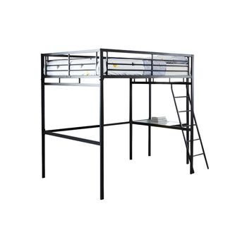 Cama alta para niños tobogán madera maciza pino negro 80x200 cm -  referencia Mqm-835906