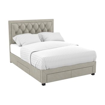 Cama Clásica Leopold 4 Cajones 216.5x185x122.2 Cm Color Beige Vente-unique