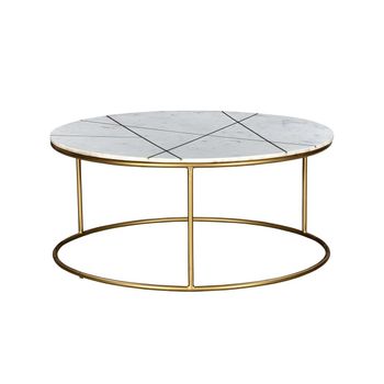 Mesa De Centro Fija Ornea  90x90x40 Cm Color Blanco, Dorado Venta-unica