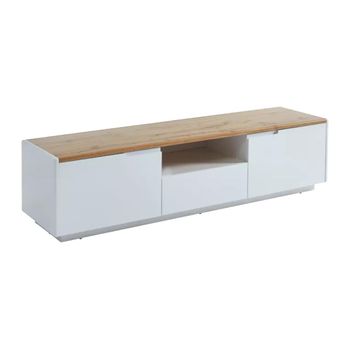 Mueble Bajo De Tv Amani 1 Cajón 160x40x40 Cm Color Color Natural Claro, Blanco Vente-unique