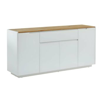 Aparador Bajo Amani 1 Cajón 160x40x76 Cm Color Color Natural Claro, Blanco Vente-unique