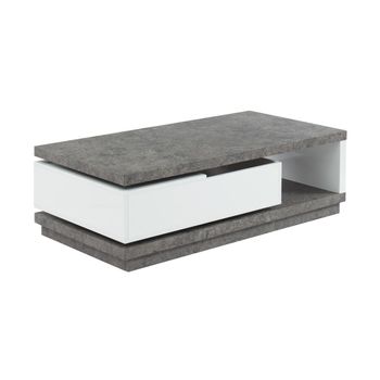 Mesa De Centro Fija Flavian  120x59x37 Cm Color Gris, Blanco Venta-unica