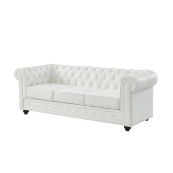 Sofá Fijo Chesterfield  205x88x72 Cm Color Blanco Venta-unica